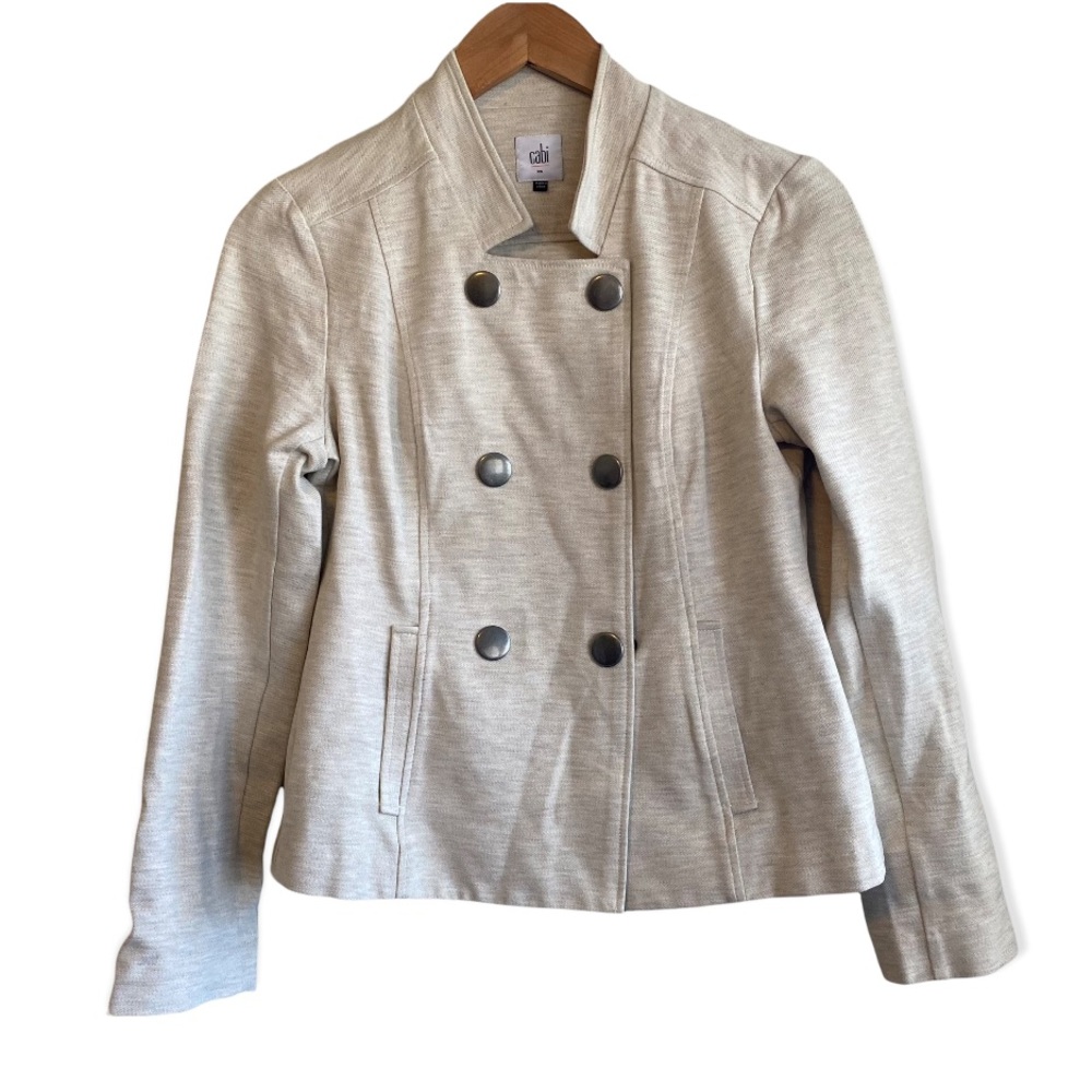 Cabi Tan Heathered Button Down Collared Oversized… - image 1